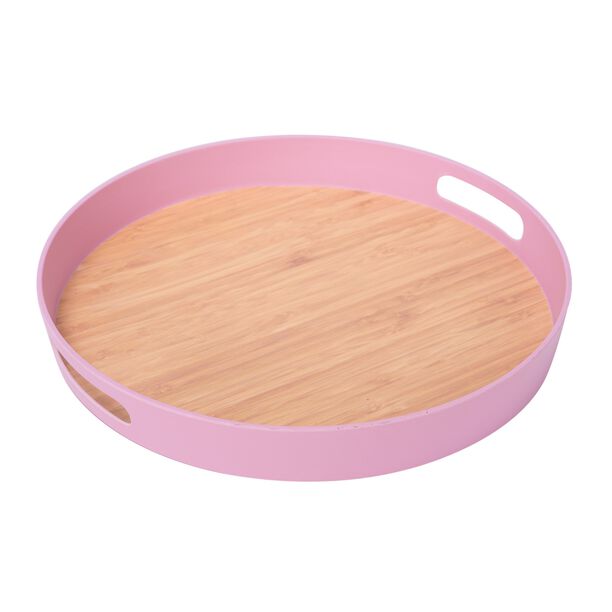 Fiber Bamboo Round Serving Tray Dia:38Cm Pink Color image number 0