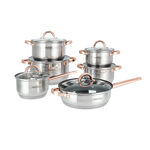 12Pcs Stainless Steel Cookware Set Copper Handle image number 0