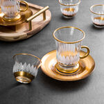 18 Pieces Glass Tea And Coffee Set Sunflower Gold image number 3