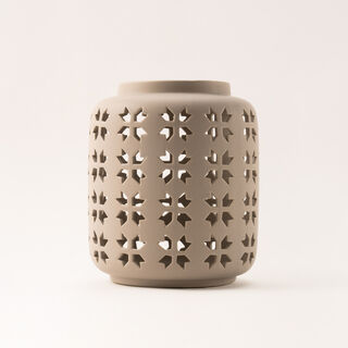 Homez beige ceramic candle holder 14*14*16 cm