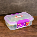 Decor Plastic Food Saver Rectangle Shape V: 2 L Purple Lid ( Match Ups Clips) image number 0