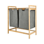 Bamboo double laundry basket 64*33*73 cm image number 2