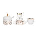 La Mesa white porcelain and glass tea and coffee cups set 21 pcs image number 1
