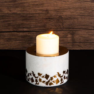 Marble & Metal Round Candle Holder Majestic Gold