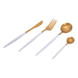 La Mesa 16 Pieces Cutlery Set Gold And White
