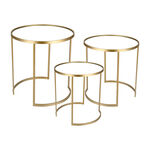3 piece gold metal round side tables set image number 1