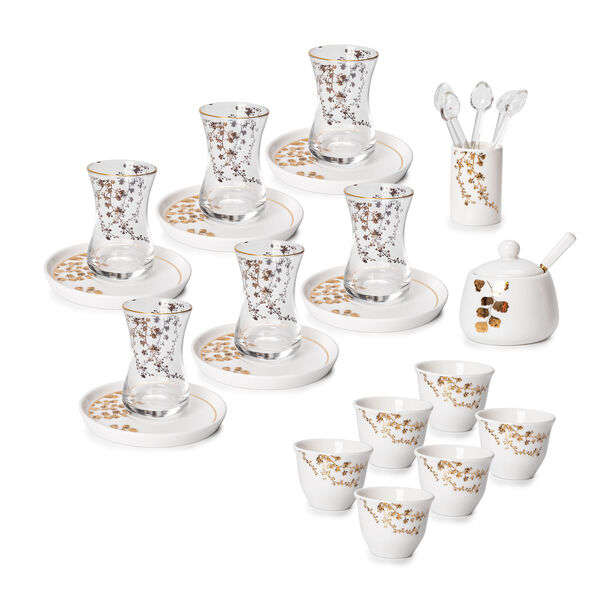 La Mesa white glass and porcelain Tea and coffee cups set 28 pcs image number 1