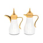 Dallaty set of 2 steel vacuum flask white & gold 1L & 7ml image number 0