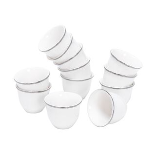 La Mesa white and silver porcelain Saudi coffee cups set 12 pcs