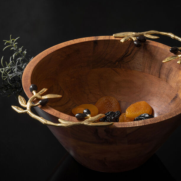 Wooden Round Bowl With Olive Handle Small 24.5Cm image number 4