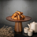 Alberto Acacia Wood Cake Dome With Base Dia:36*H:18.5Cm image number 0