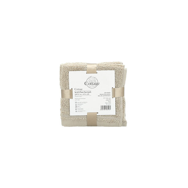Cottage beige pack of 6 cotton face towel 30*30 cm image number 0