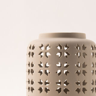 Homez beige ceramic candle holder 14*14*16 cm