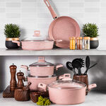 Alberto 9 Pieces Granit Cookware Set Pink Stone image number 0