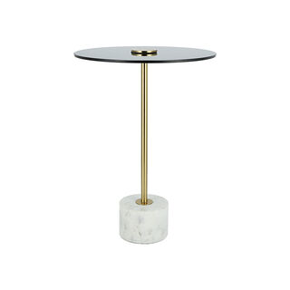 Side Table Glass Top Marble Base 40.65*40.65*59 cm