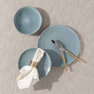 la mesa glaze blue white porcelain 18 Pcs dinner set