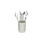 Dallaty white glass & porcelain stirring spoons with holder 7 pcs image number 2