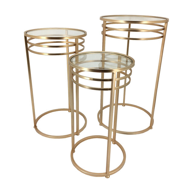 3 Piece gold metal side table of different sizes image number 3
