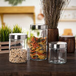Alberto 3 Piece Glass Storage Canisters With Acrylic Transparent Lid image number 0