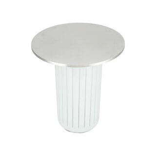 Side Table White Glass Basegold Brass Top 48 *56 cm