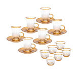 18 Pieces Glass Tea And Coffee Set Sunflower Gold image number 0