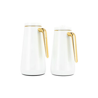 Dallaty set of 2 steel vacuum flask white/gold 1.0L and 1..3L