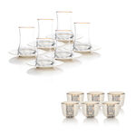 Dallaty white porcelain and glass Saudi tea and coffee cups set 18 pcs image number 4