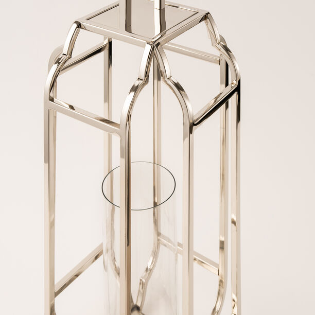 Homez stainless steel silver lantern 23*23*58 cm image number 2