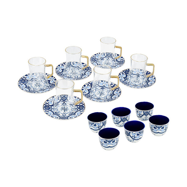 Dallaty blue porcelain tea and coffe cups set 18 pcs image number 0