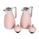 Dallaty 2 Pieces Plastic Vacuum Flask Koufaa Pink & Silver 1L image number 2