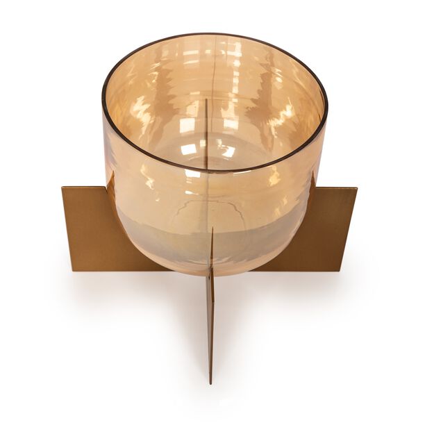 Metal And Glass Candle Holder With Base image number 1