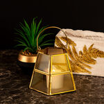 Candle Holder Gold Brass And Glass  image number 1