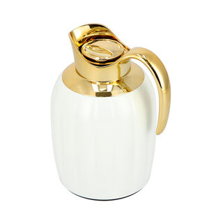 Dallaty pumpk steel vacuum flask white and gold 1L