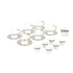 Dallaty white glass and porcelain Saudi tea and coffee cups set 18 pcs image number 2