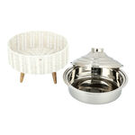 Bamboo Food Pot 3Ltr With Wood Stand Silver Lid image number 2
