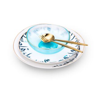 La Mesa white/blue porcelain/glass 20 pc dinner set