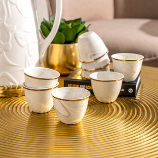 طقم فناجين قهوة عربية 12 قطعة رخام ذهبي من لاميسا 