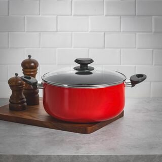 Betty Crocker Non Stick Stockpot With Glass Lid Red Color 