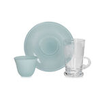 Dallaty light blue porcelain and glass tea and coffee cups set 18 pcs image number 2