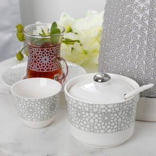 20Pcs Of Arabic Tea Glass And Coffee Porcleain Design Silver Turkish Design