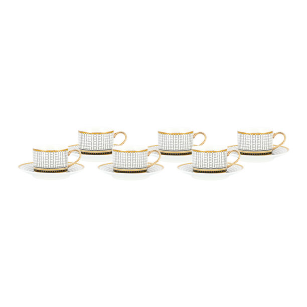La Mesa white and black porcelain English tea cups set 12 pcs image number 1