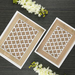 Wooden Serving Trays Set 2 Pieces White Morrocan Pattren image number 4