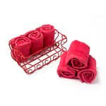 6 Pieces Cotton Face Towels Packed In Iron Basket 30X30 Cm image number 1