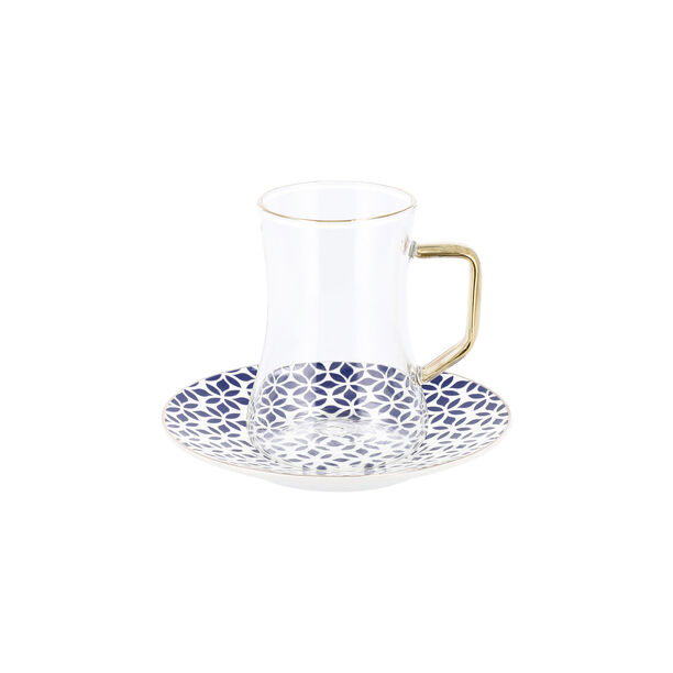Dallaty white with gold and blue patterns Tea and coffee cups set 18 pcs image number 2