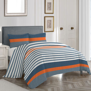 Cottage blue nautical stripe comforter twin size