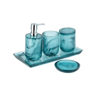 5 Piece Homez Bath Set Transparent Blue