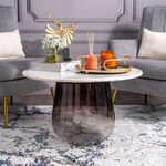 Coffee Table Marble Top Glas Base Dia 76*ht42 cm image number 0
