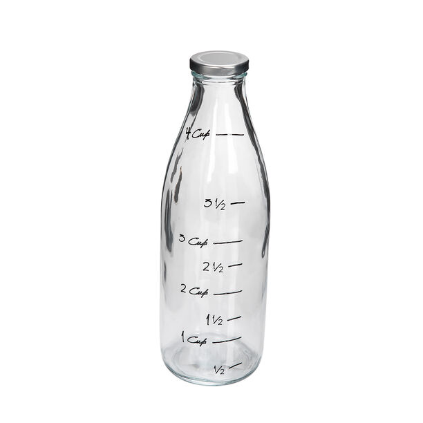 Glass Wide Bottle With Metal Lid Transparent Color image number 1
