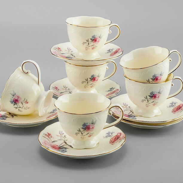La Mesa cream marble English tea cups set 12 pcs image number 2
