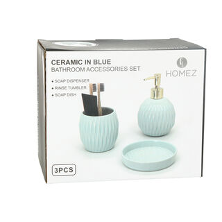 3 Pcs Ceramic Bath Set Blue
